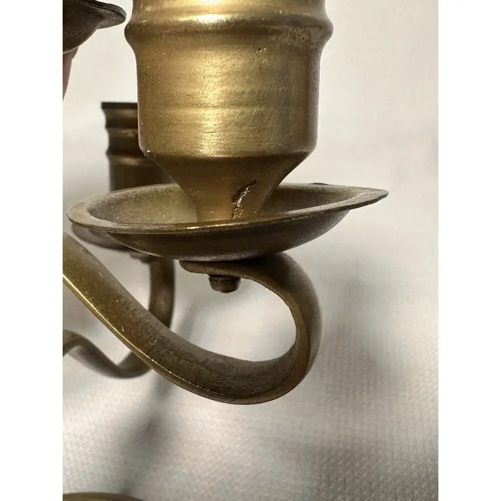 Solid Brass Candle Holder 5 Arm Vintage